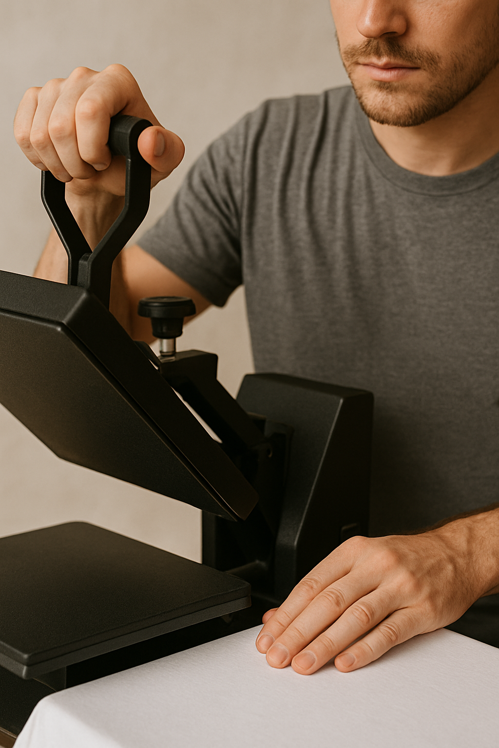 man printing clothing